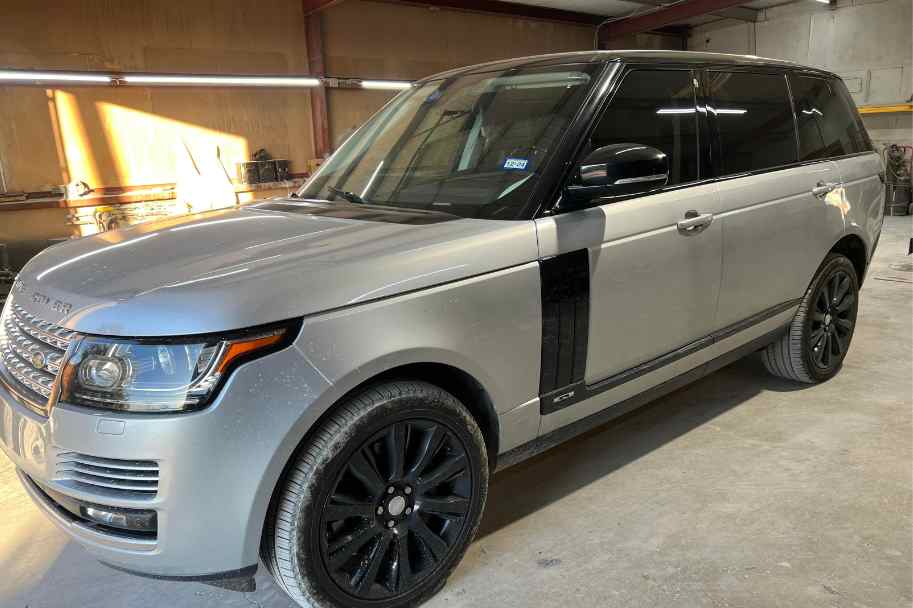 After repair: Restored paint and customized bodywork transforming the vehicle's look